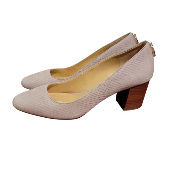 Elegant Michael Kors Beige-Taupe MIcro- Suede Women's Heels - Picture 1 of 12